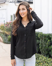 Load image into Gallery viewer, Stretch-Fit Button Up Top-Black SALE