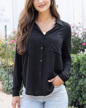 Load image into Gallery viewer, Stretch-Fit Button Up Top-Black SALE
