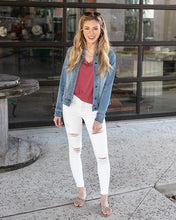 Load image into Gallery viewer, Off-White Distressed Ankle Jeggings