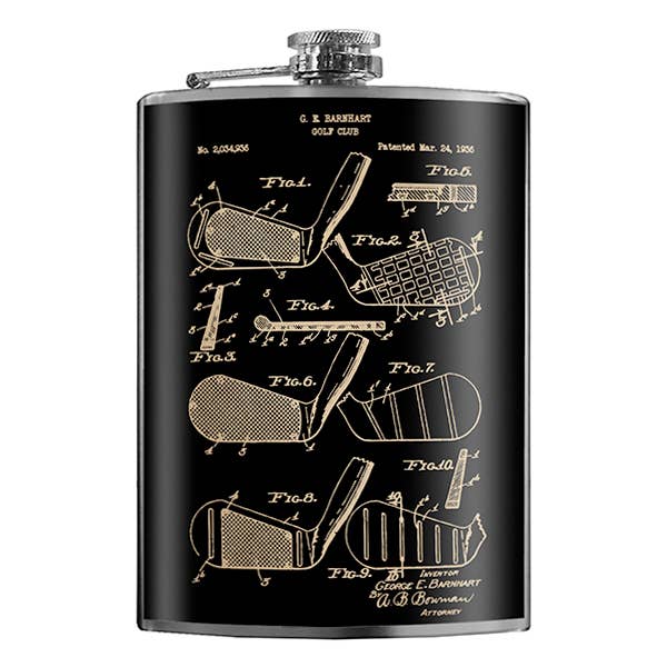 Trixie & Milo - Flask - Golf Club Diagram, golfer's flask