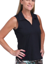Load image into Gallery viewer, CLARE SOLID SLEEVELESS POLO TOP