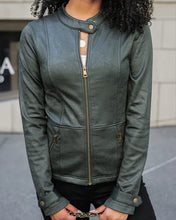 Load image into Gallery viewer, Leather Like Cafe Racer Jacket