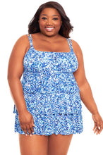 Load image into Gallery viewer, Ocean Air Plus Size Triple Tier Long Torso Swimdress