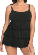 Load image into Gallery viewer, Shirring Chic Triple Tier Plus Size Long Torso Swimdress