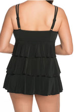 Load image into Gallery viewer, Shirring Chic Triple Tier Plus Size Long Torso Swimdress