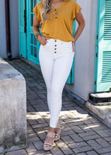 Load image into Gallery viewer, Soft White Button Fly Ankle Length Jeggings