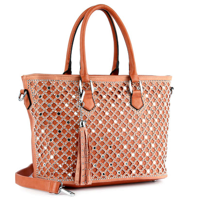 Handbag Express - Dazzling Rhinestone Shopper Style Tote