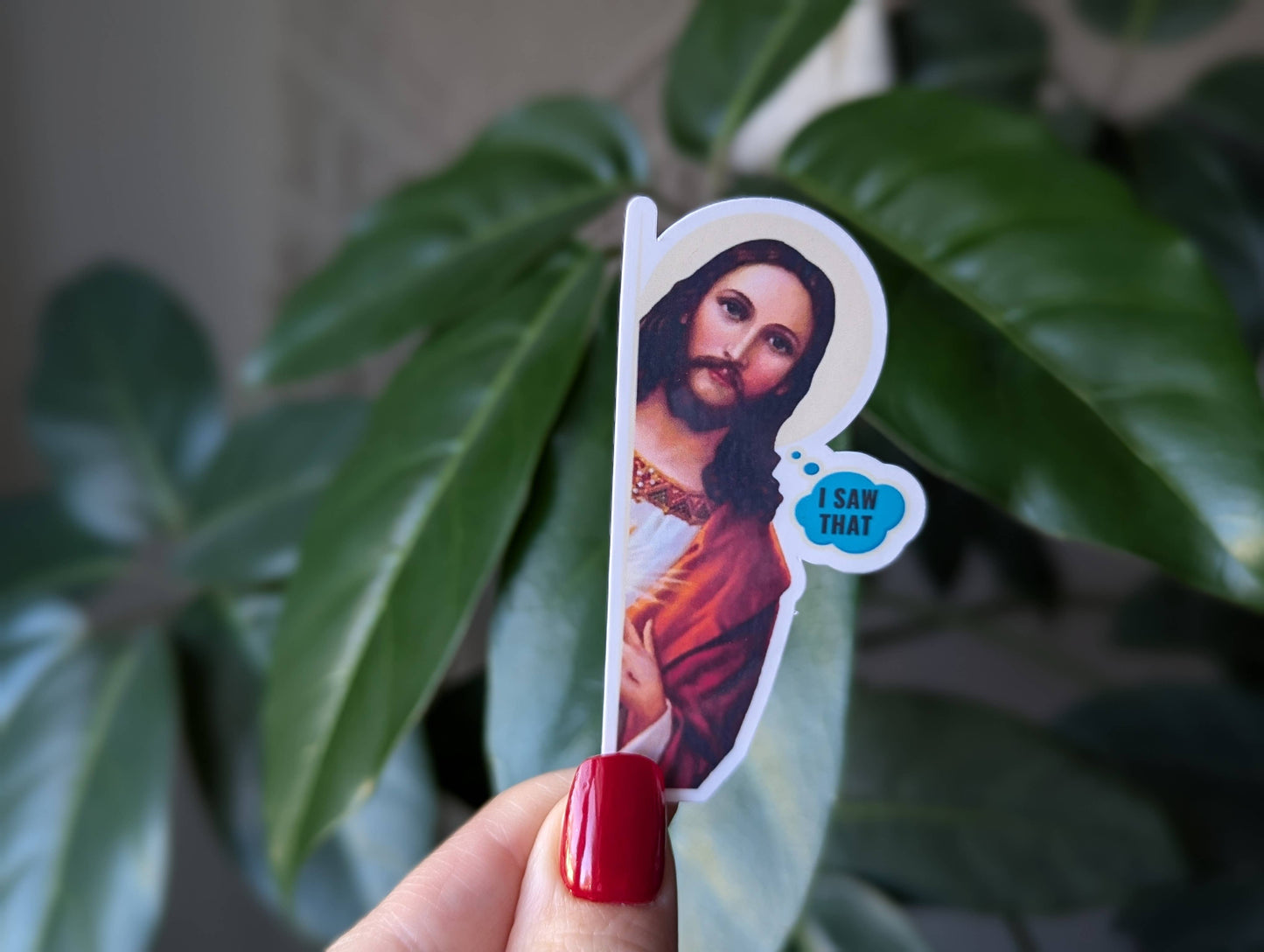 Sticky Moods - I saw that vinyl sticker, funny religious jesus humor