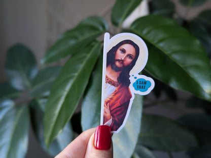 Sticky Moods - I saw that vinyl sticker, funny religious jesus humor