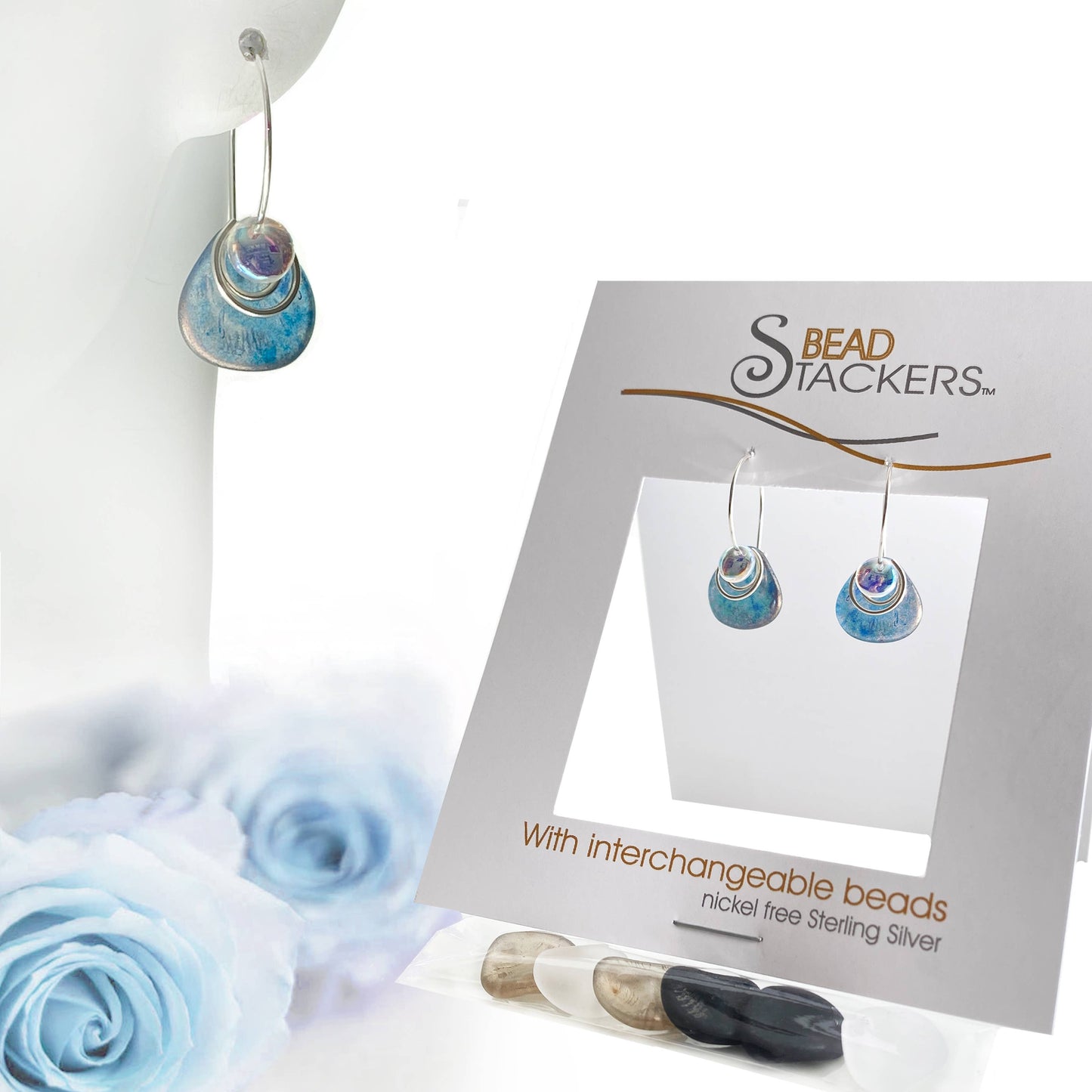 PT34B - Dangle Earrings with 4 Interchangeable Colours