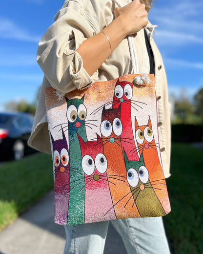 Large Eyed Cats Tote Bag