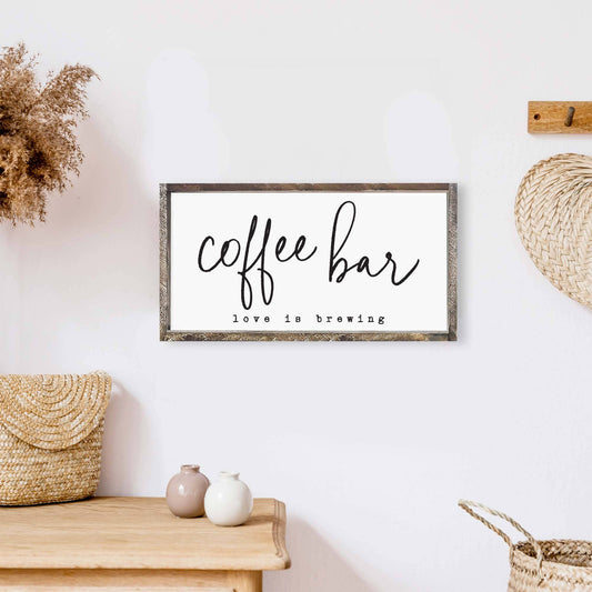 Coffee Bar Wood Sign: White / Espresso