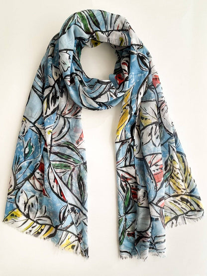 Joanne - Spring/Summer Blue Leaf Scarf