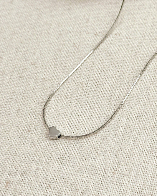 Small Heart Pendant Necklace – Minimal Silver Heart Necklace 85533