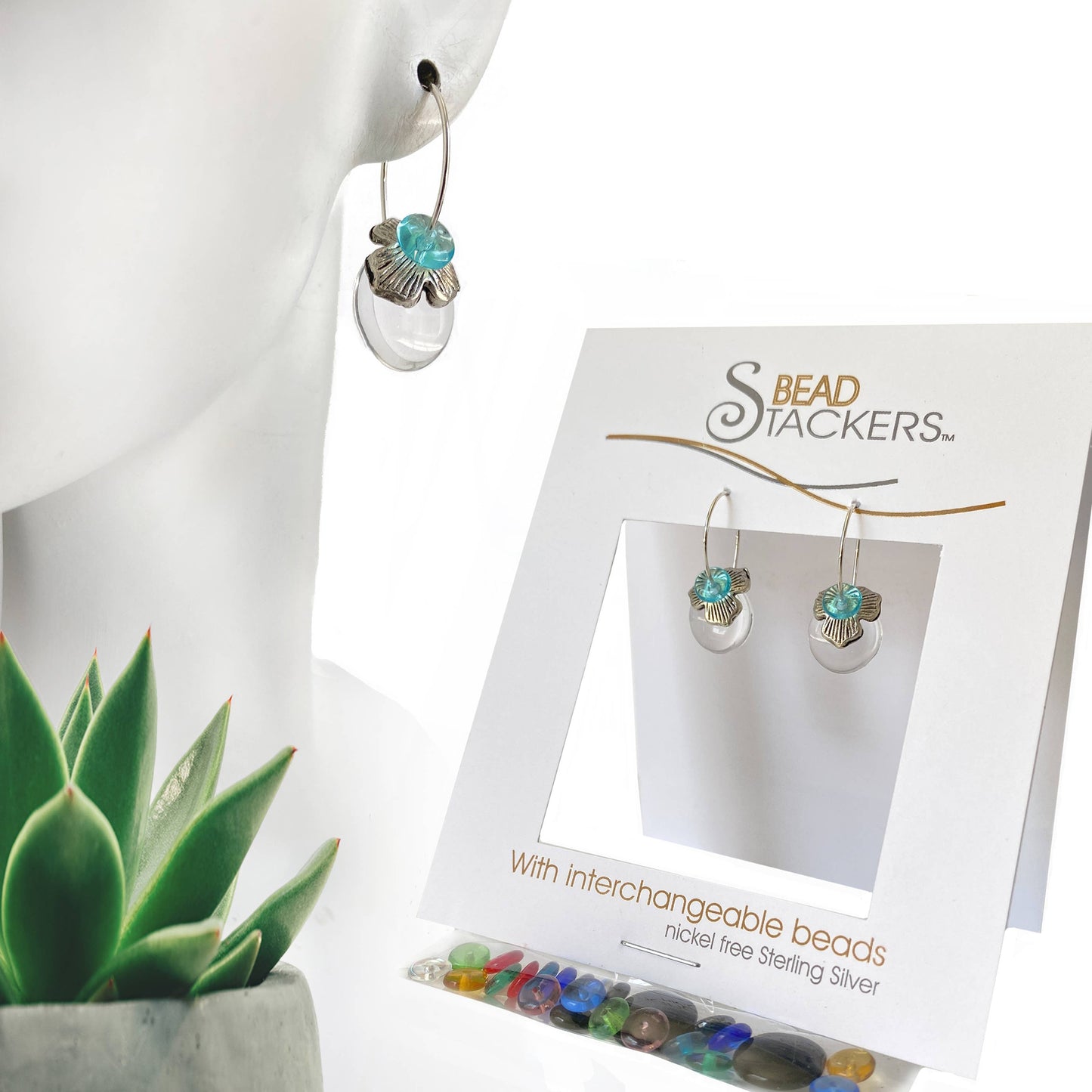 FLR32 - Earrings come with 10 interchangeable colours.
