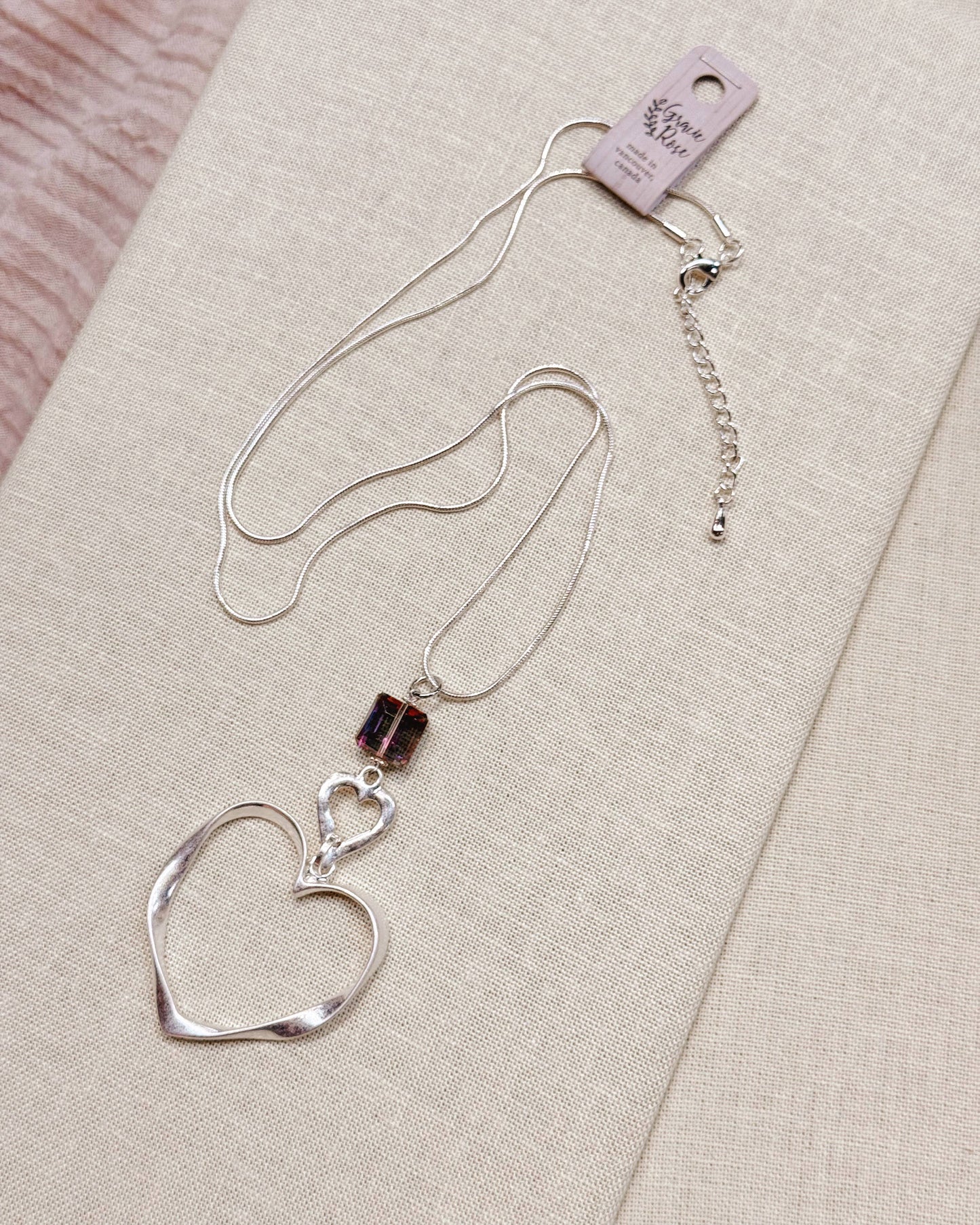 Crystal Large Heart Statement Pendant Necklace