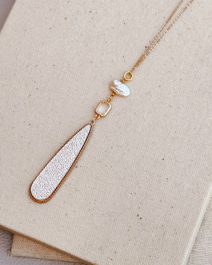Keshi Pearl and Glass Teardrop Necklace