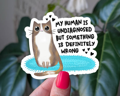 My human is undiagnosed funny cat lover vinyl sticker