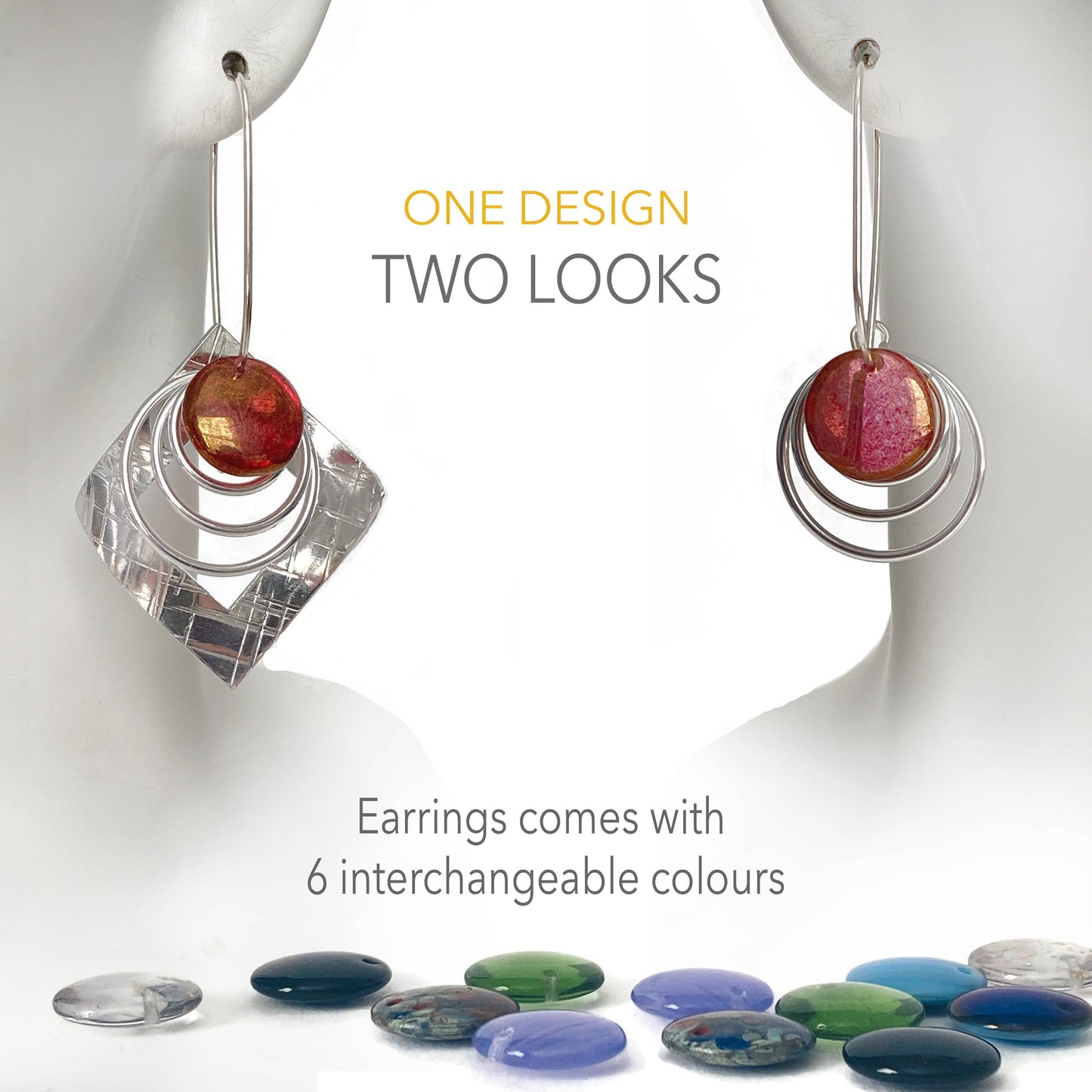 TXSQ48 - Earrings come with 6 interchangeable colours.