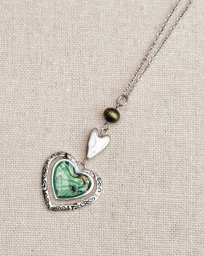 Green Abalone Heart Necklace