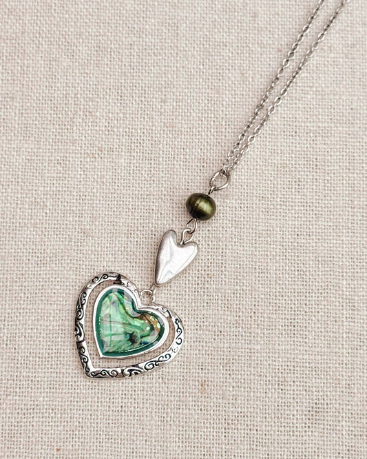 Green Abalone Heart Necklace 245336