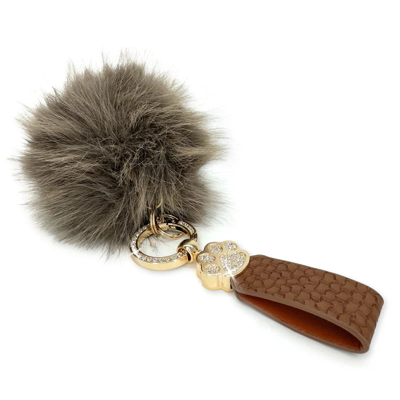 Faux Fur Fantasy Pendant Keychain - Brown