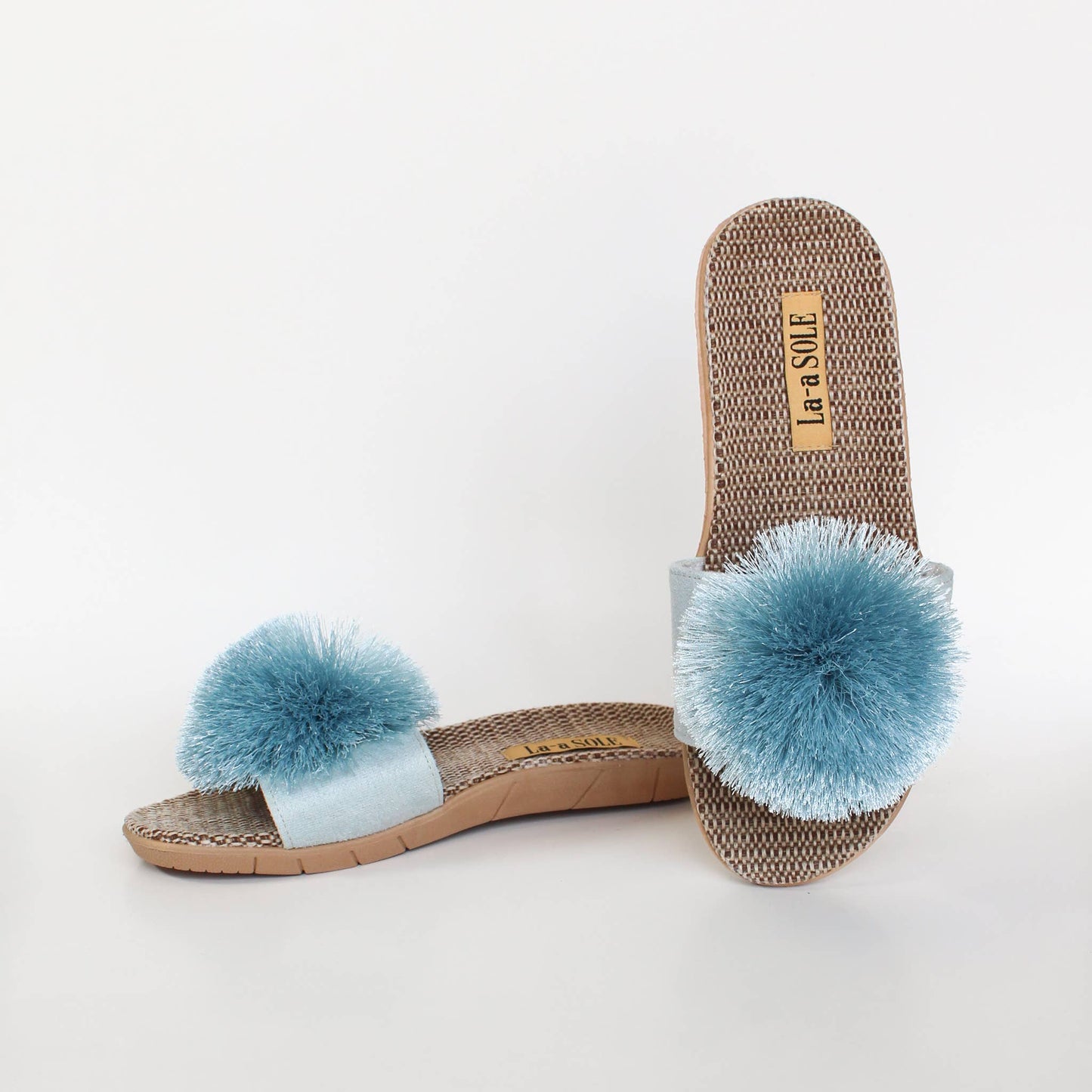 Pom Pom Slides – Seafoam | Women’s Slip-On Summer Sandals