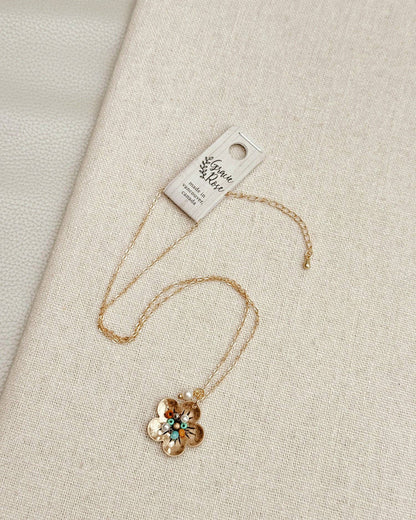 Freshwater Pearl Mixed Bead Flower Necklace 245067