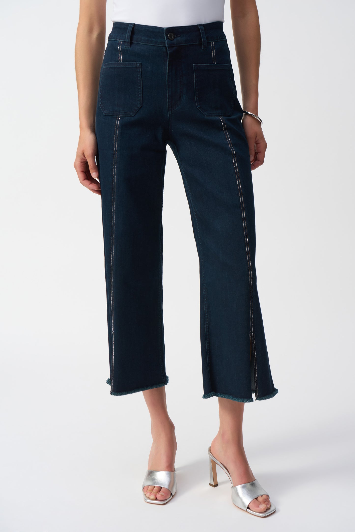 Claudia | Culotte Jeans With Embellished Front Seam 241903F25