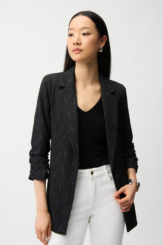 Woven Jacquard Texture Boxy Blazer 242034S26