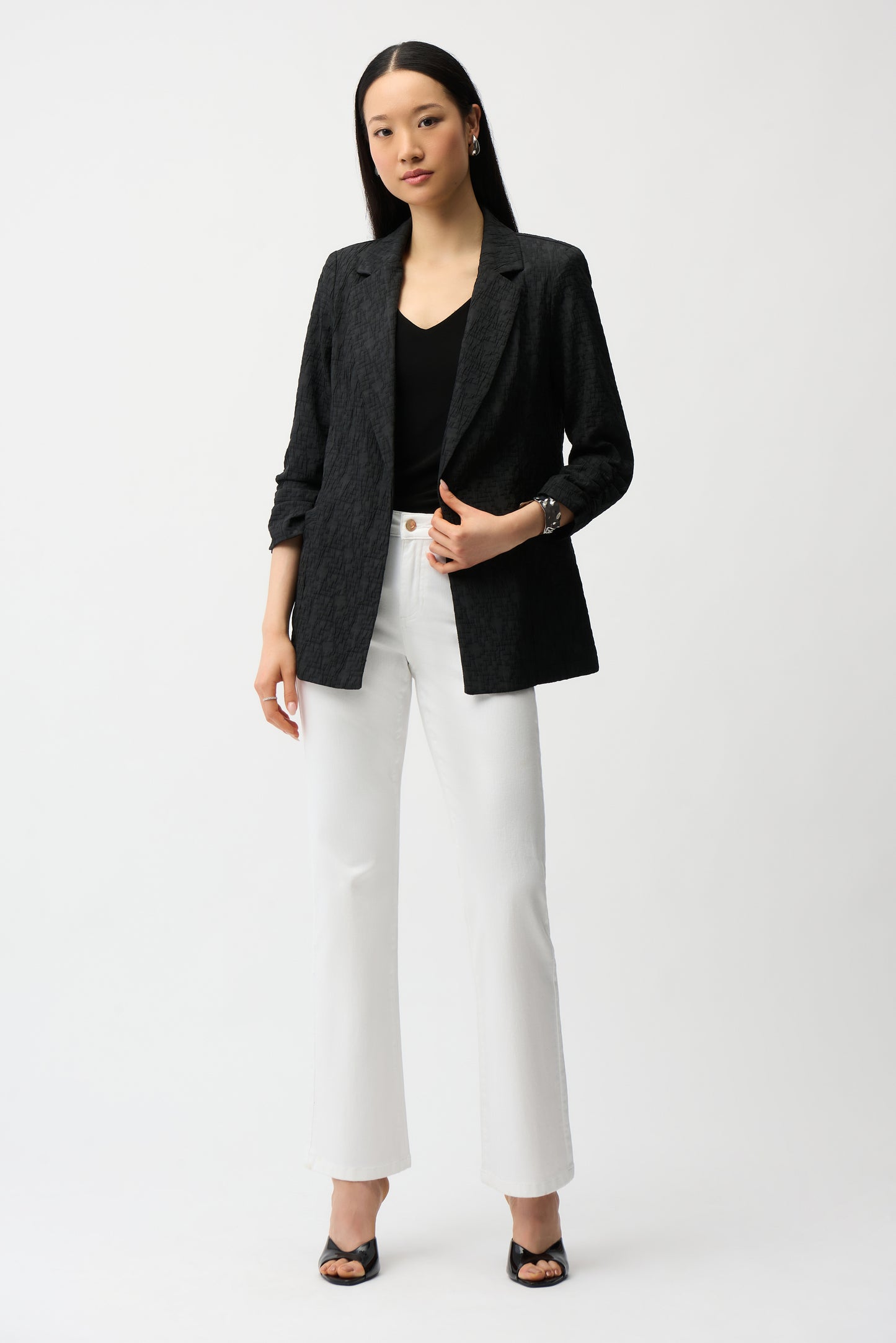 Woven Jacquard Texture Boxy Blazer 242034S26