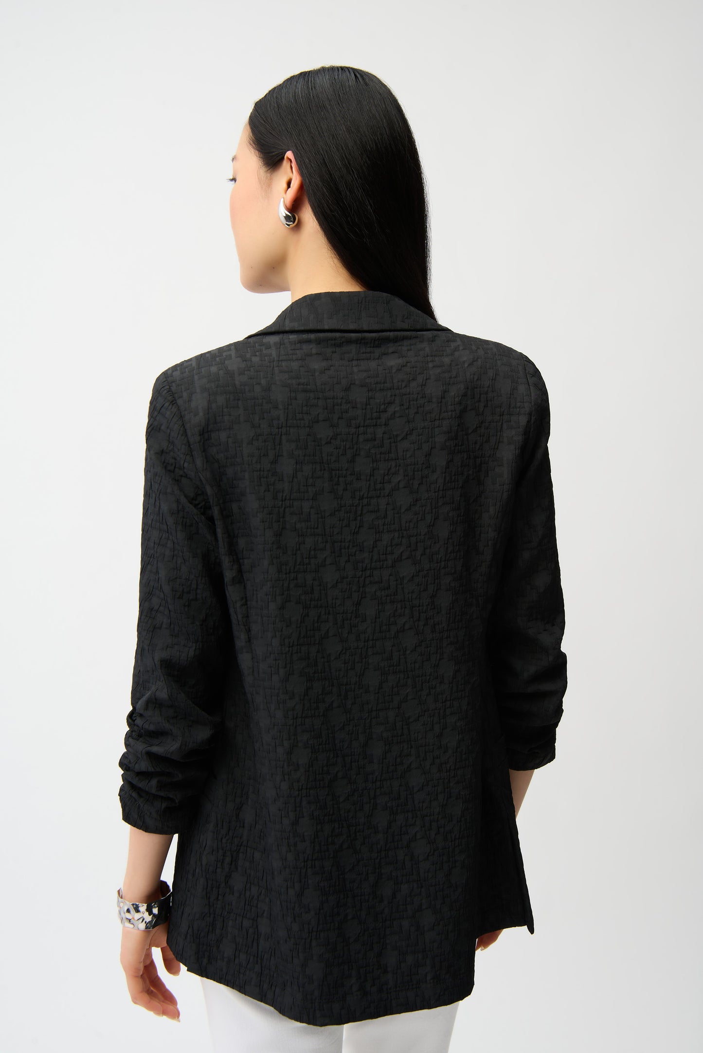 Woven Jacquard Texture Boxy Blazer 242034S26