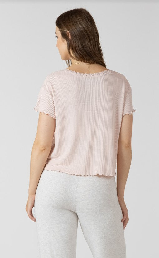 Lace Trim Waffle Top 2724009