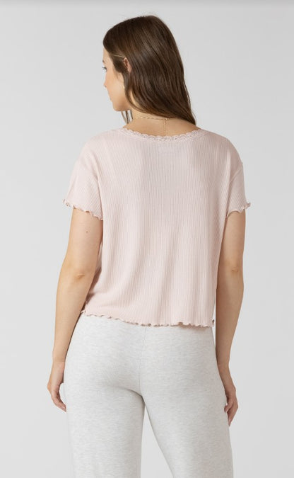 Lace Trim Waffle Top 2724009