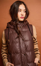 Load image into Gallery viewer, Hooded Faux Leather Puffer Vest
