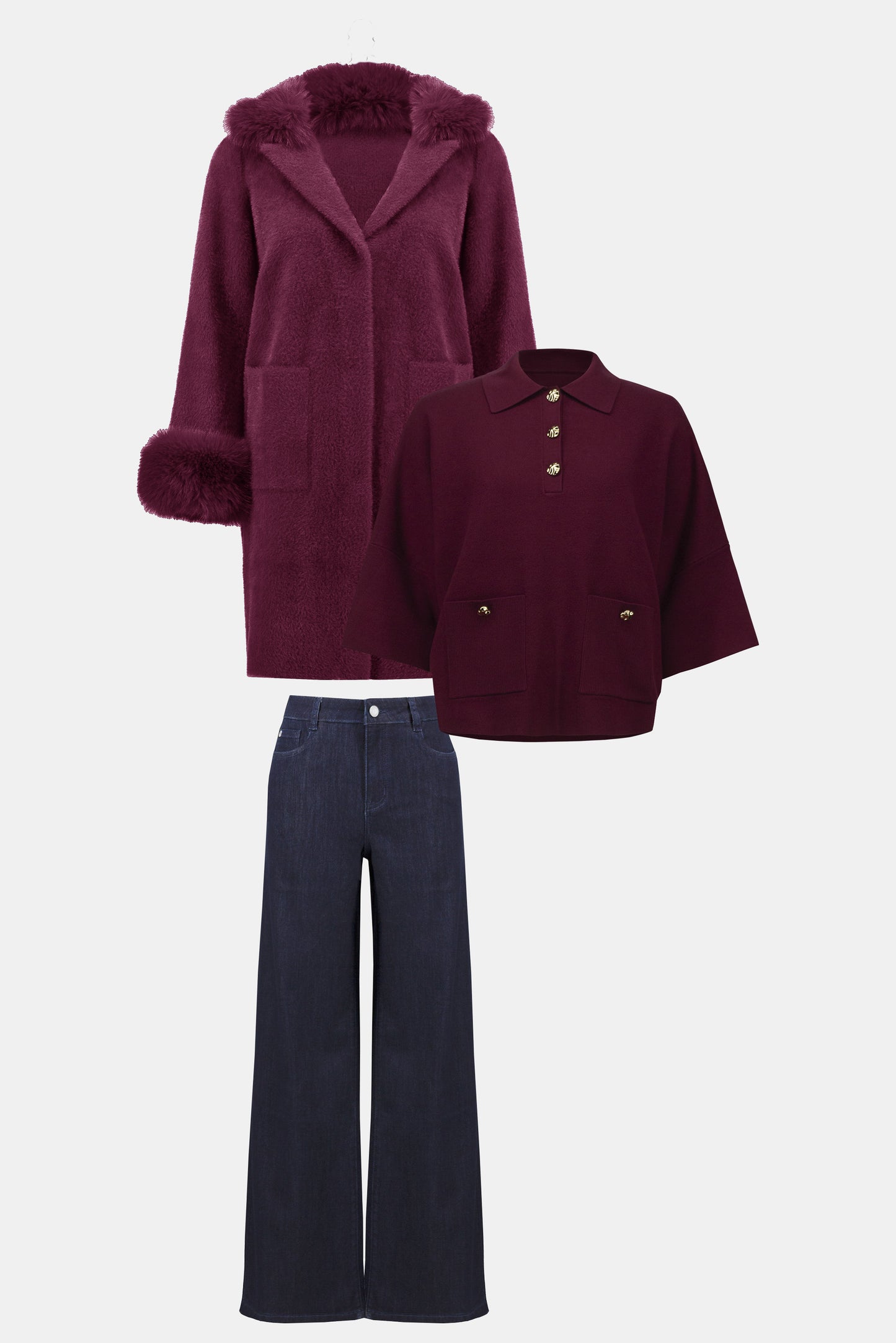 Feather Yarn and Faux Fur Sweater Coat 243923F25 SALE