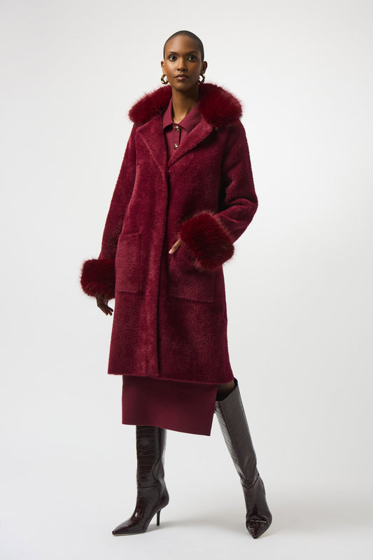 Feather Yarn and Faux Fur Sweater Coat 243923F25 SALE
