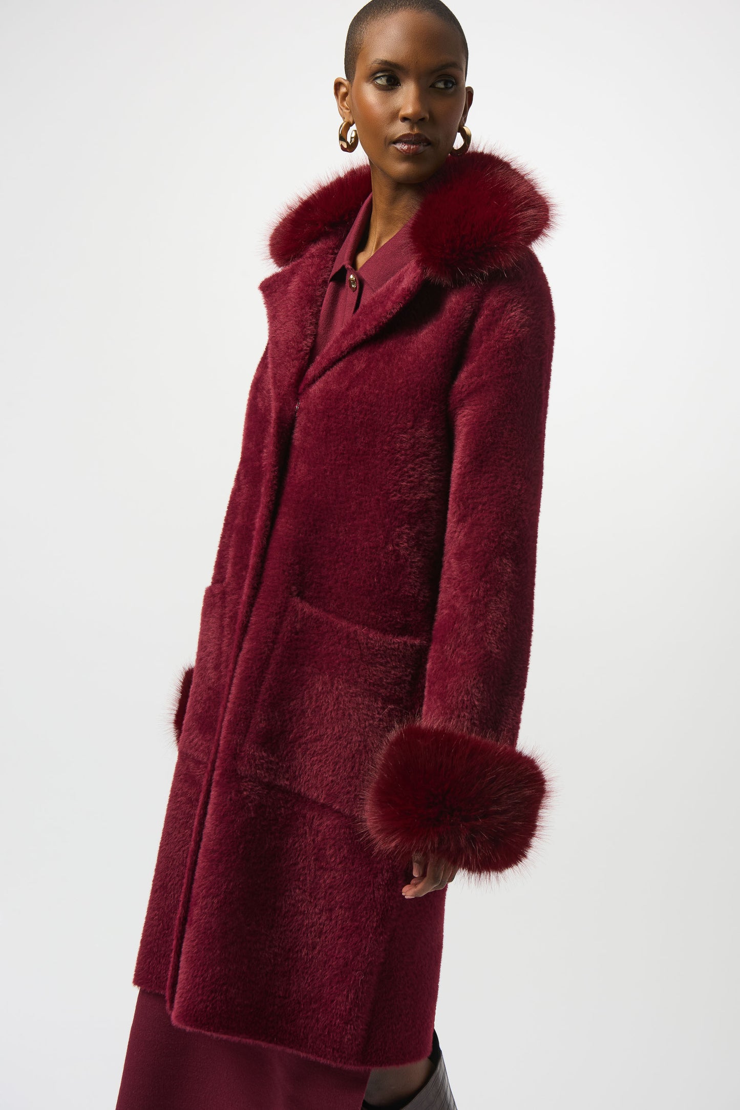 Feather Yarn and Faux Fur Sweater Coat 243923F25 SALE