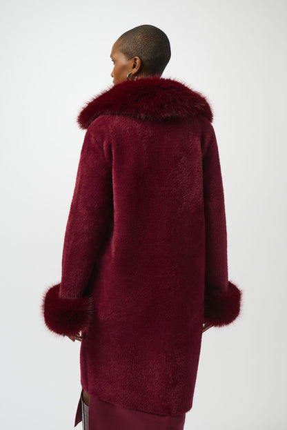 Feather Yarn and Faux Fur Sweater Coat 243923F25 SALE