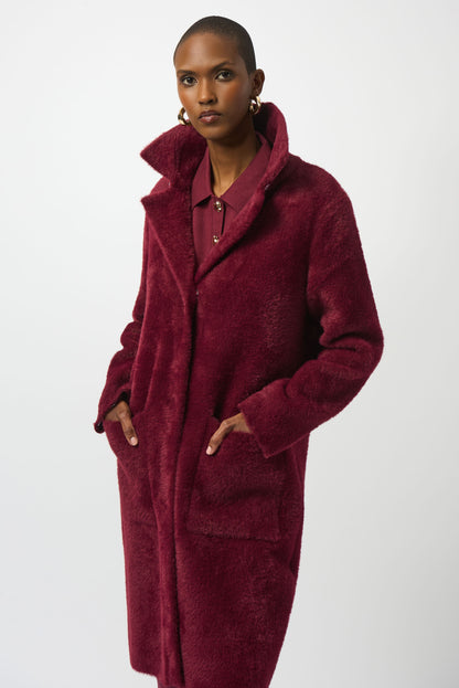 Feather Yarn and Faux Fur Sweater Coat 243923F25 SALE
