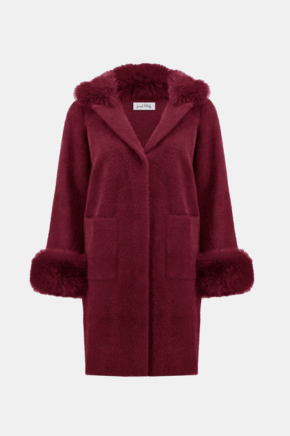 Feather Yarn and Faux Fur Sweater Coat 243923F25 SALE