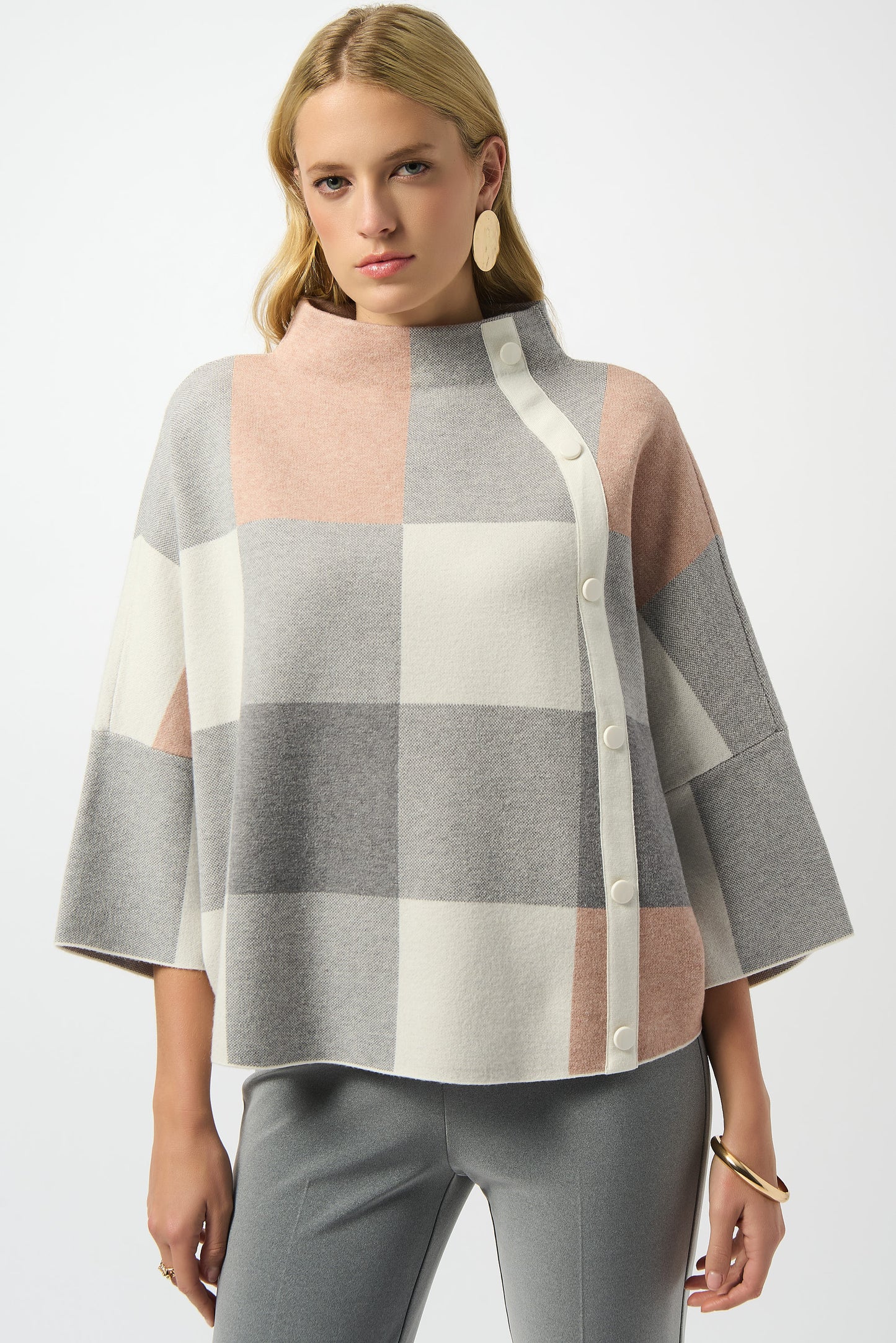 Plaid Jacquard Sweater Knit Top 243948F25