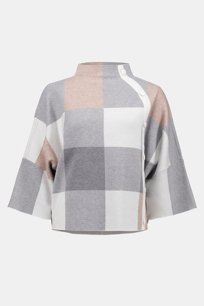 Plaid Jacquard Sweater Knit Top 243948F25