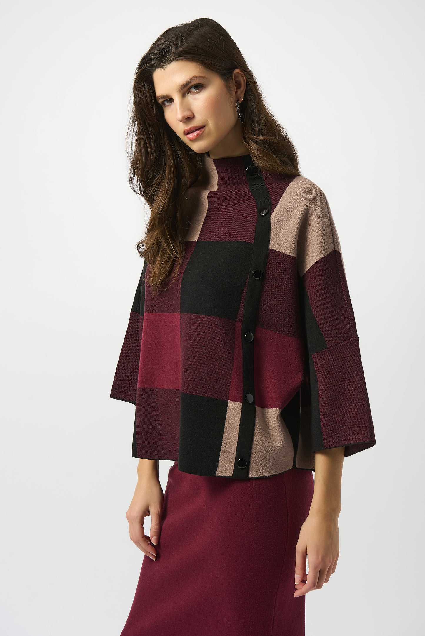 Plaid Jacquard Sweater Knit Top 243948F25