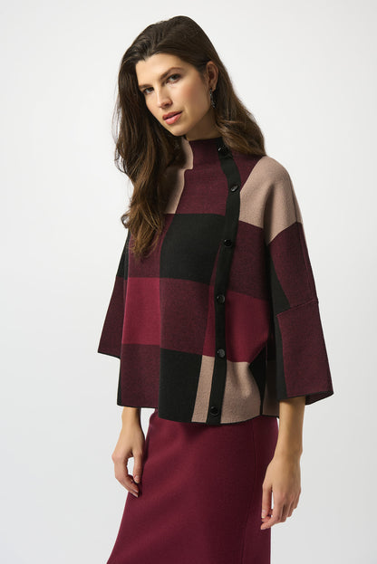Plaid Jacquard Sweater Knit Top 243948F25