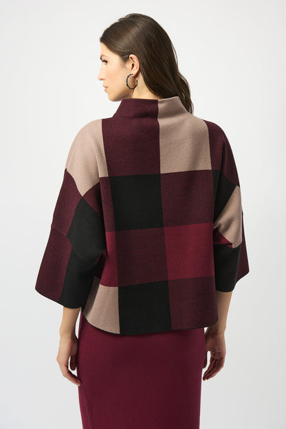 Plaid Jacquard Sweater Knit Top 243948F25