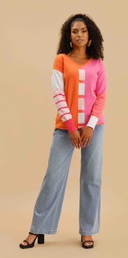 Pink/Orange V-neck Sweater SALE