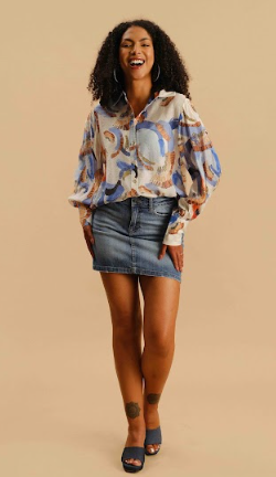 Denim Swirls Blouse SALE