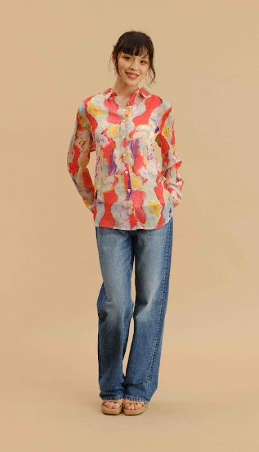 Red Orange Woven Top