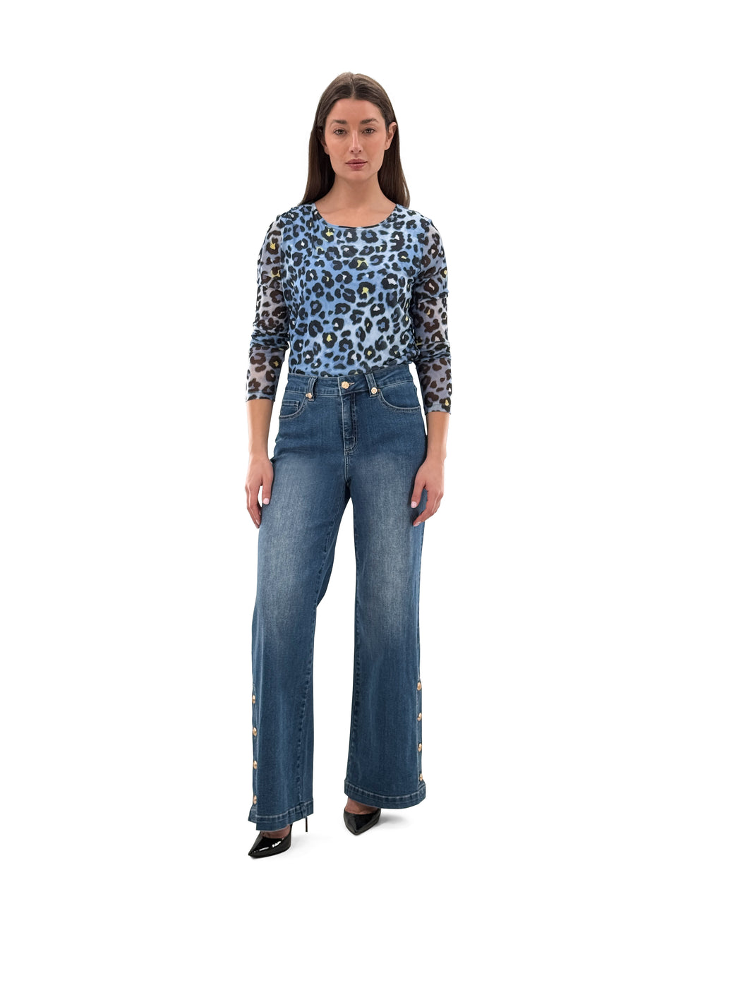 Wide Leg Button Jean